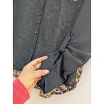 Edge Blouse Women's Cheetah Animal Print Translucent Roll Sleeve Black Size Large Photo 3