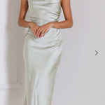 Hello Molly Silky Touch Satin Midi Dress Sage Photo 0