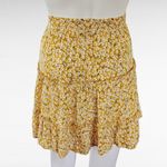 Alelly Mustard FloralHigh Waist Ruffle Mini Skirt Size Medium Photo 4