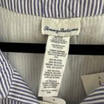 Tommy Bahama  blue stripe floral embroidered poplin dress medium coverup vacation Photo 4