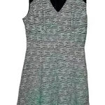 Guess  Black/White Stripe Doris sleeveless Textured v-neck dress Sz 8‎ Photo 0