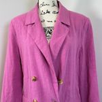 Free People NWT  Pink Linen Blend Double Breasted Tie‎ Back Blazer Jacket - M Photo 3