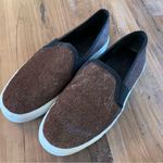 Vince  Brown Leather Calf Fur Slip On Shoes Sneakers Women's Size US 7M EUR 37.5 Photo 3