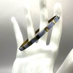 Blue abalone gold tone brass bangle bracelet Photo 8