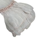 Elena Baldi Italy‎ 100% Silk Peasant Top Crochet Trim Bell Sleeve Blouse Size Lg Tan Photo 10