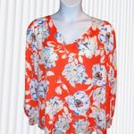 Pretty red lightweight blouse with bold floral design! Has cute balloon … Size 14 Photo 3