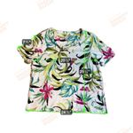 Chico's  Women's White 3 Tropical Floral Print V Neck Short‎ Sleeve Top Size XL Photo 2