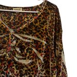 One World  NEW $68 Top Woman 1X Boho Hippie Velvet Whimsigoth Tiger Khaki Blouse Photo 1