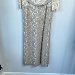 Tadashi Shoji  Lace Boatneck 3/4 Sleeve Gown Cream Beige Long Dress Bow Belt 12 Photo 11