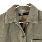 ZARA  Olive Ribbed Textured Long Sleeve Collared Button Down Shirt Women Sz S Photo 6