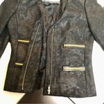By Malene Birger Tweed Blazer Black Jacket Chic Metallic Gold Flecks Zip Front 8 Photo 4