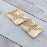 Vintage Stud Earrings Dusky Retro Peachy Pink Square with Gold Tone 1" Photo 7