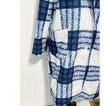 None Check Plaid Lightweight Coat Jacket Button Front Pockets White Blue Women's XL Photo 4