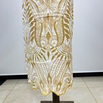 Farm Rio NWOT  Midi Skirt Off-White/Beige Lace Nature Wavy Hem Linen Size L Photo 3