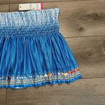 Lucky In Love 14” Paradise Smocked High Waist Blue‎ Print Tennis Skirt Size M Blue Size M Photo 3