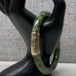 Vintage Jade Bangle Bracelet Gold Plated Clasp Chunky Bold Luck Lucky Green Photo 10