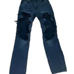 American Eagle Outfitters Distressed Black Baggy Jeans Size 0 Photo 0