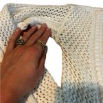 Paige long sleeve scoop neck knit crochet sweater merino polyester ivory small Photo 8