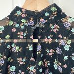 ZARA  Black Floral Sheer Blouse Metallic Cropped Size M Photo 4