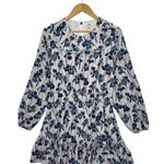 Jason Wu Dress Womens 10 White Blue Silk Floral Ruffle Mini Long Sleeve Designer Photo 0