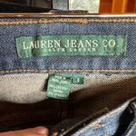 Ralph Lauren RARE! Lauren Blue Boot Cut Suede Fringe Conch Button Jeans Size 8 Photo 2