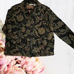 Sarah B Studio medium floral print tapestry jacket~ Sz Large Black Photo 1