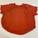 We The Free  Burnt Orange Sheer Linen Pocket Tee Size M Photo 0