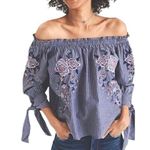 American Eagle Embroidered Floral Off Shoulder Boho Top Photo 0