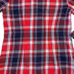 No Boundaries  Womens Plaid Flannel Shirt Top Red Navy Blue Collared Long Sleeve Photo 7