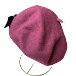 Hat Attack Burgundy Beret with Black Bow Photo 1