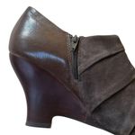Maya Leather Genesis Open Toe Wedge Booties Grey Taupe Size 10 Wide Width Photo 3