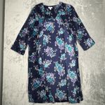 Miss Elaine Robe Womens Large Blue Floral Fleece Winter Housecoat Boho Granny Photo 2