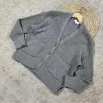 Aerie Women’s Cable Knit Cardigan Sweater V-Neck Pockets Longsleeve in Gray S Photo 1