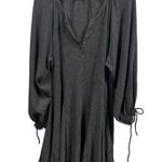 GiGio Gray Ribbed A Line Button Henley V Neck Long Sleeve Dress Oversized Small Photo 9