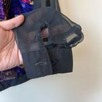 Vintage cropped button front long sleeve top velvet front sheer sleeves Black Size M Photo 2