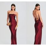 retrofete Keaton Silk Strapless Dress Cabernet Womens Size XS Red Photo 14