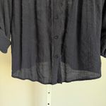 Active USA sz L Black Boho Lace Back Blouse Cottagecore Button Top Photo 3