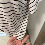 ALBION FIT Albion Women's Stretchy Crewneck Top Blouse Black White Stripe Venice Lounge L Photo 3