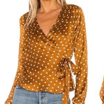 Revolve Tularosa Charmaine Wrap Top in Camel Polka Dots Medium NWT Photo 0