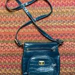 VINTAGE TEAL FAUX SNAKESKIN CROSSBODY PURSE Blue Photo 0