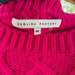 English Factory Women's Chunky Cable Knit Twofer Sweater Bright Pink Size M Photo 4