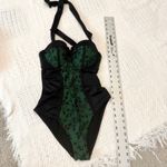 Hot Topic GOTHIC SEXY GREEN LACE FLOWERS PANEL HALTER SWIMSUIT BATHING SUIT STEAMPUNK M Photo 4