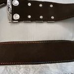 Gail LaBelle Luxury Heavy silver genuine suede leather with rainbow stitch Belt Brown Photo 7