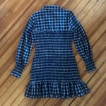 Veronica Beard  NWT Kelsey Plaid Peplum Shirt Dress in Ink/White Size 8 Photo 3