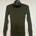 J. McLaughlin  Arlette Sweater XS Knit Rib Stretch Button Turtleneck Solid Green Photo 0