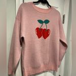 Pink Rose NWT Size XS Crew Neck Plush Long Sleeve Knit Sweater Red Cherries Photo 3