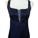 Vintage 90s Blue Satin Rhinestone Princess Prom Dress. S/M Romantic Fairy Gothic Size M Photo 6