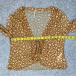 Free People  Marni Tie Front Sheer Star Print Top Orange Gold XS Photo 6
