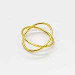 Gold Crossed Design Ring Size 6 Photo 2