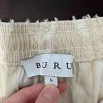 BURU Cropped Straight Leg Everyday Pants Ivory Fringe Drawstring Women's Large Photo 8